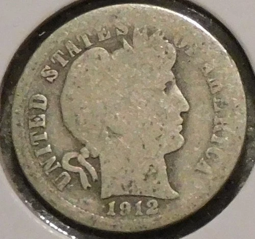 Silver Dime - Barber - 1912 (Worn) [219]