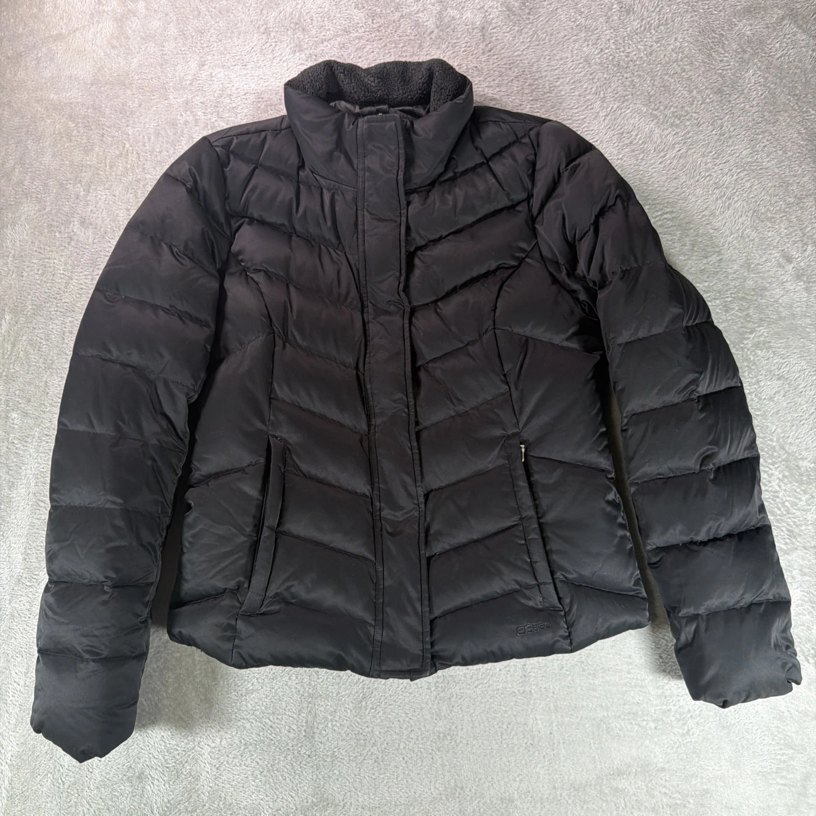 Eddie Bauer Jacket Mens Small Black EB550 Down Puffer Full Zip Lightweight Warm