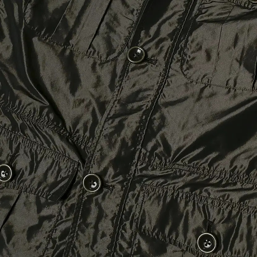 Universal Language Dark Khaki Polyester Hooded Fi… - image 5