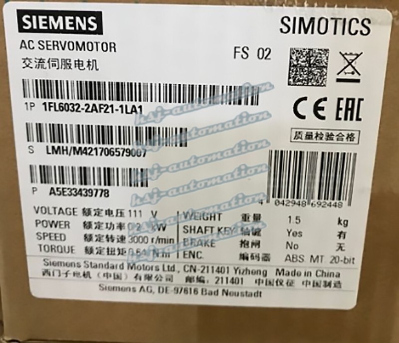 ONE New SIEMENS Servo Motor 1FL6032-2AF21-1LA1
