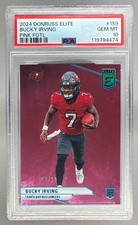 2024 Panini Donruss Elite 159 Bucky Irving RC Rookie Pink FOTL /13 PSA 10 POP 1