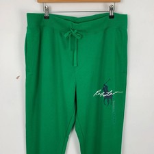 Image of BNWT Polo Ralph Lauren Joggers Sweatpants Mens XL W35 L29 Green Pony Drawstring