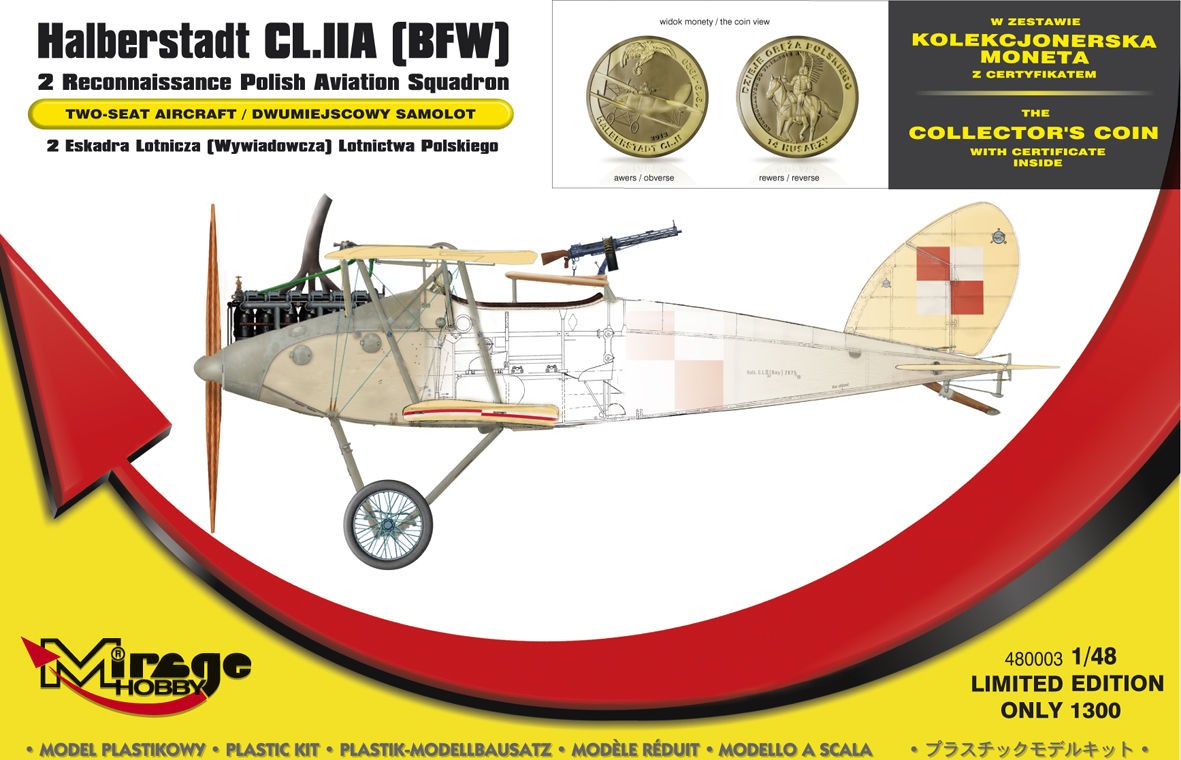 Mirage Hobby 480003 - 1:48 Halberstadt CL.IIA(BFW) 2 Recinnais.Poli - New