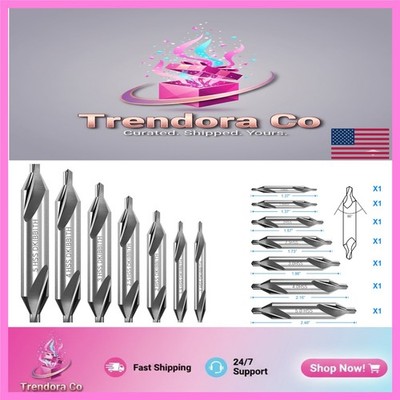 Durable 7-Piece Center Drill Bit Set with 60-Degree Angle for Precision Drilling