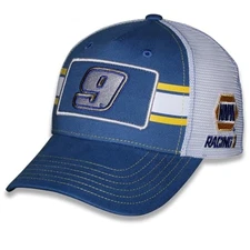 Checkered Flag Sports Chase Elliott 2025 Striped #9 Snapback Mesh Hat Blue/White
