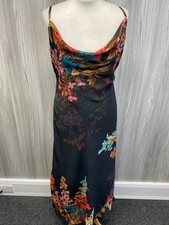 Coast Black Floral Sheer Cowl Neck Strappy Evening Maxi Dress UK14 BNWT PAC