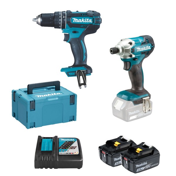 Makita DLX2337J Lxt 18V 64/155Nm 2X3Ah Makpac Schlagschrauber-Bohrset-image