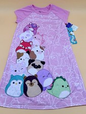Squishmallows Girl s Short Sleeve Pink Nightgown Gown Pajamas Size 7-8 New