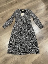Michael Kors Animal Print Kate Belted Dress White/Black Petite Size PS MSRP $185