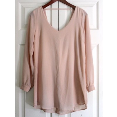Forever 21 pink long sleeve chiffon tunic dress | eBay