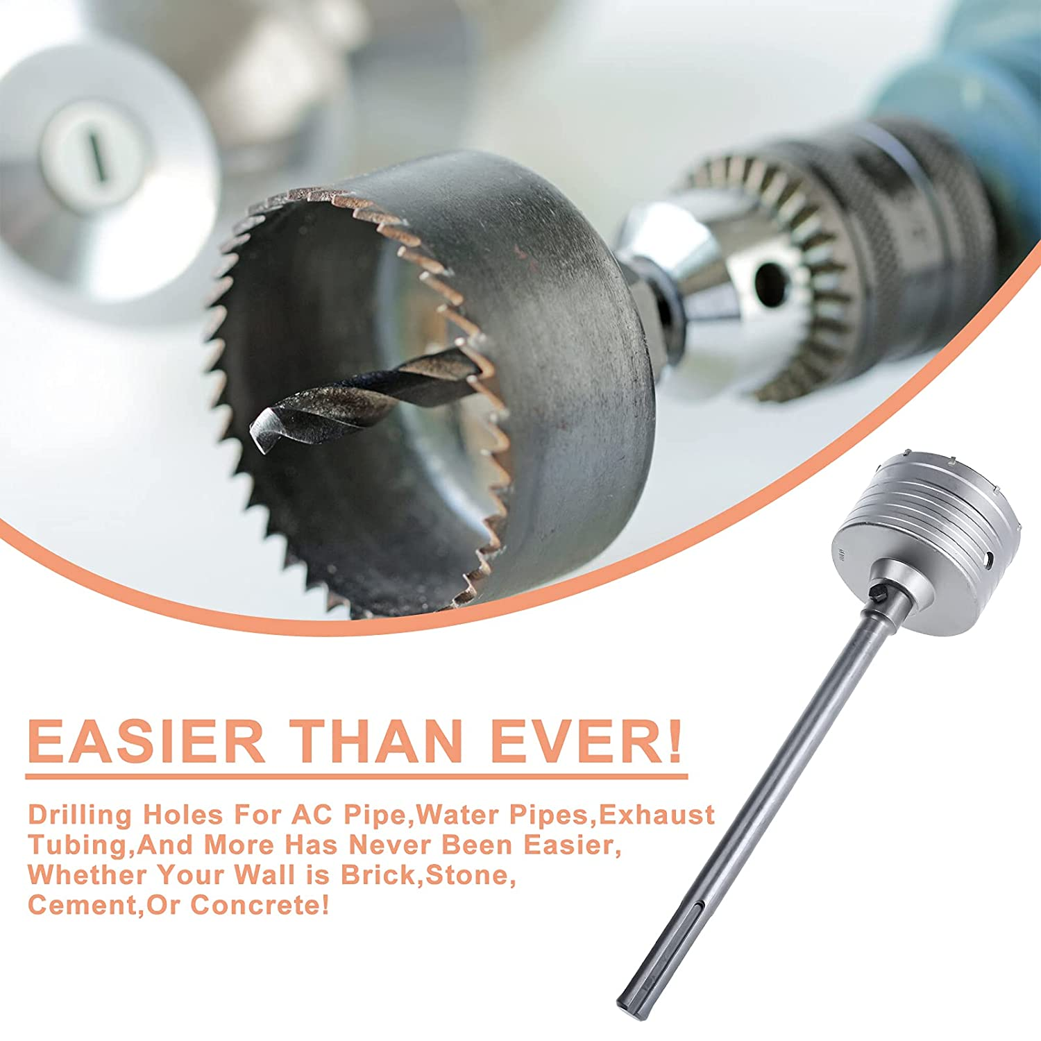 9 Pcs Concrete Hole Saw Set Masonry Hole Saw Set for SDS plus Hammer