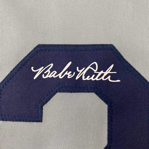 Facsimile Autographed Babe Ruth New York Grey Reprint Laser Jersey Size Men's XL - Picture 2 of 4
