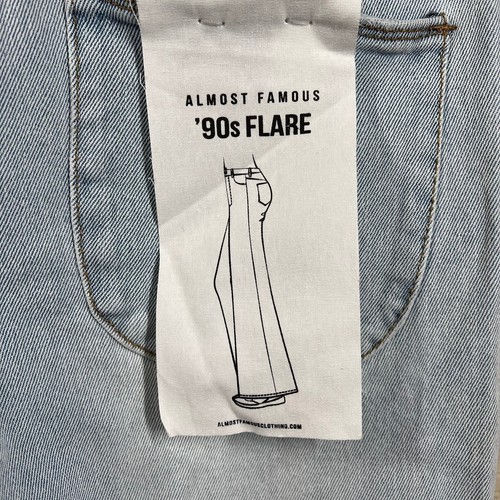 Almost Famous Distress Jeans 90's Flare Women's size 7 boho bell boots - Picture 5 of 16