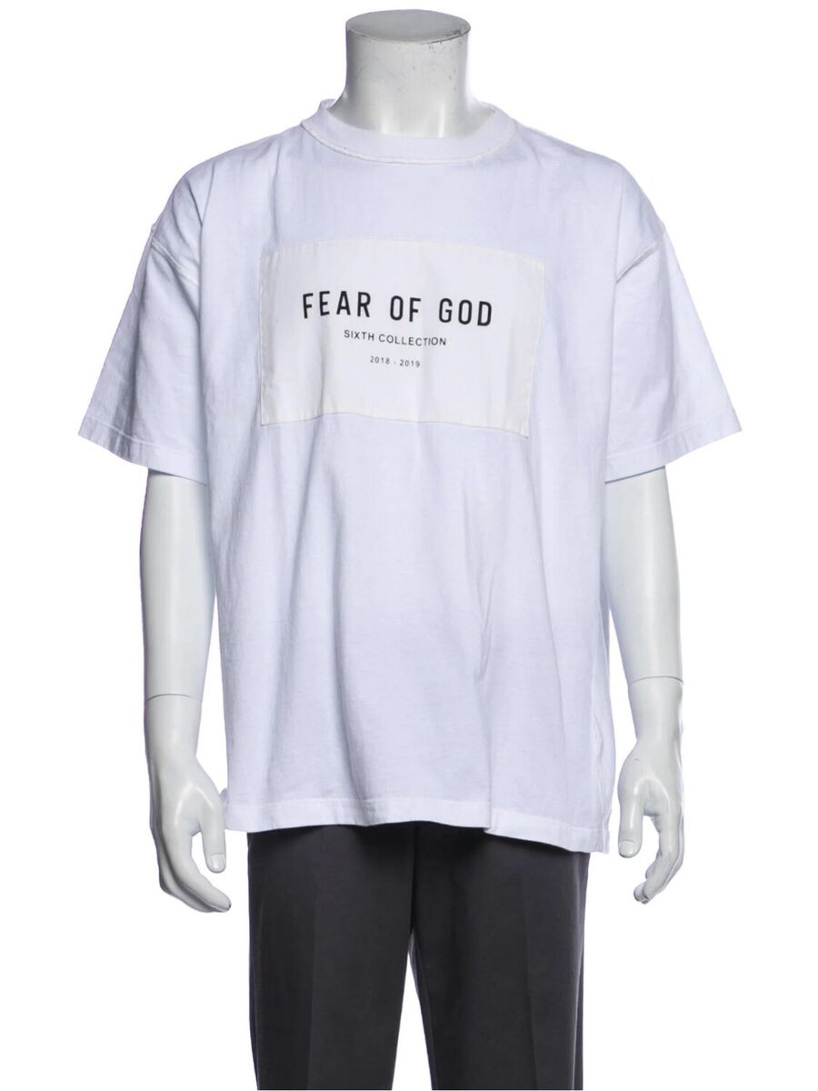 Rare FEAR OF GOD Sixth Collection Box Logo White T-Shirt Tee Rare FEAR OF GOD Sixth Collection Box Logo White T-Shirt Tee