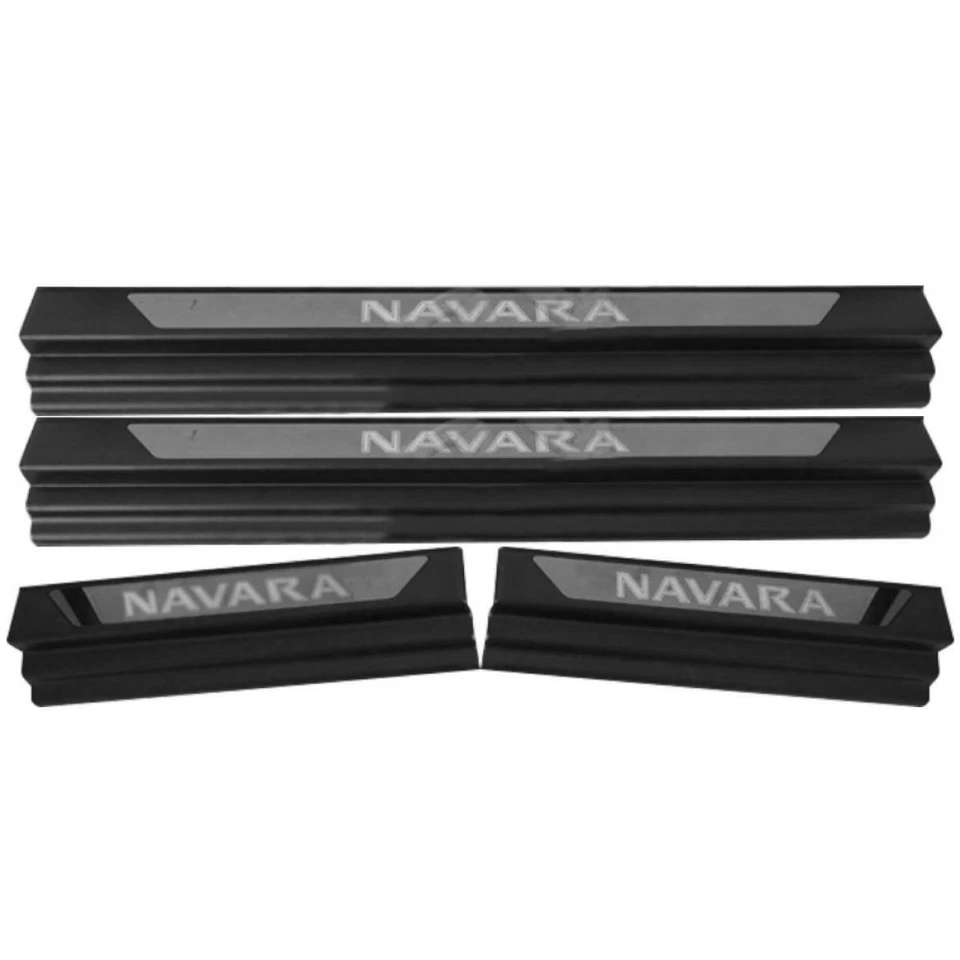 Placa de desgaste alféizar de puerta cromo negro para camioneta Nissan Navara NP300 D23 2014-2019 Foto 2 de 4