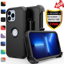 For iPhone 11 12 13 Pro Max XR XS MAX Case With Screen Protector Belt Clip Cover