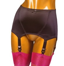 Women Retro Shiny Satin Girdle Garter Belt With 6 Straps Tummy Control Shapewear