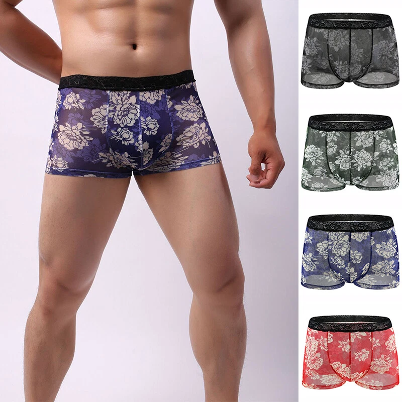 Sexy Calzoncillos Boxer Transparentes Para Hombre Malla Transparente Bolsa Ropa Interior Bragas Lenceríaɞ Foto 3 de 4