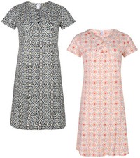 Ladies 2 Pack Nightie Short Sleeve Nightdress UK Sizes 10 12 14 16 18 20 22 24