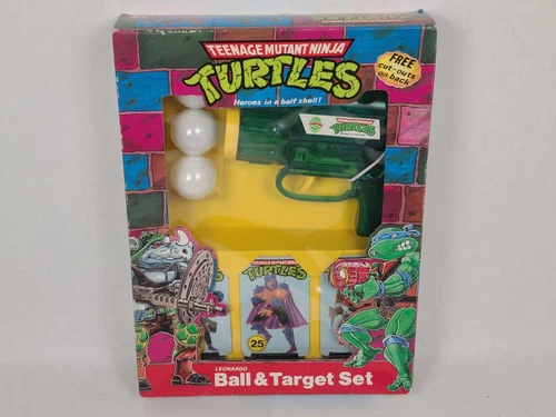 Teenage Mutant Ninja Turtles Leonardo Ball & Target Toy Gun Set Vtg 1989 TMNT