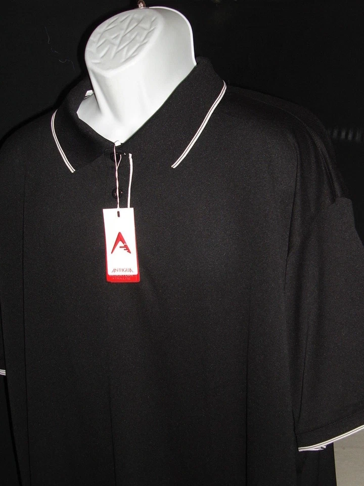 CAMISA POLO ANTIGUA DESERT DRY XTRA-LITE PRETA/BRANCA S/S NOVA COM ETIQUETAS TAMANHO 4XL SEM LOGOTIPOS - Imagem 3 de 4