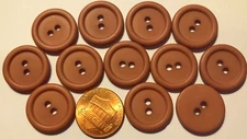 12 Matte Light Brown Plastic Sew-through 2-hole Buttons 3/4" 19mm 10226