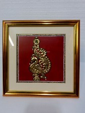 Handmade Art Embellished Peacock 8.5 X 8.5 Red Multicolored Home Decor Raised 3D