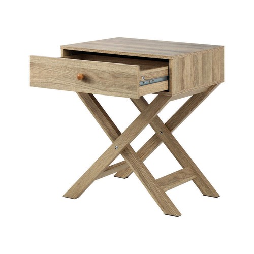 Oikiture Bedside Table Wooden Frame Cross Base - Picture 6 of 8