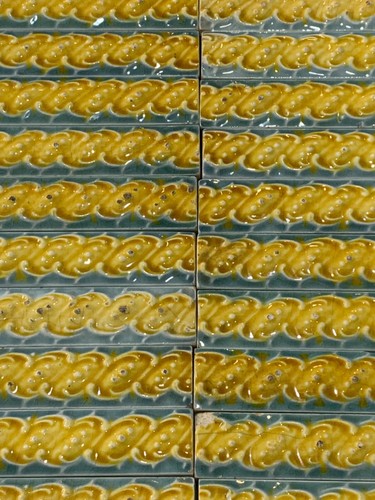 Tiles Antique Art Deco Vintage 6x1 Inch England H&R Johnson 1920s Yellow 48 Pc - Picture 2 of 7