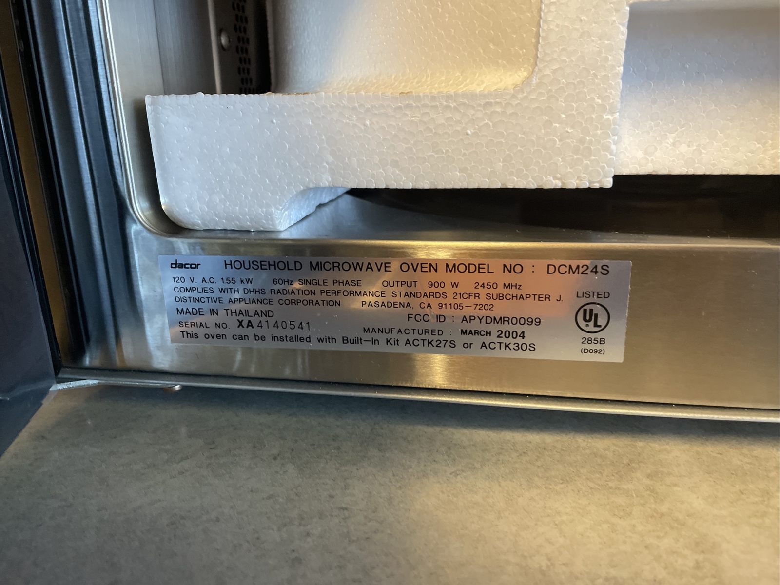 Dacor DCM24S 25" Stainless Countertop Microwave NOB 115573 eBay