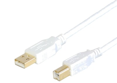 Kabel A B AB Stecker USB 2.0 WEiSS Anschluß AnschlussKABEL Gold 1,8m Premium