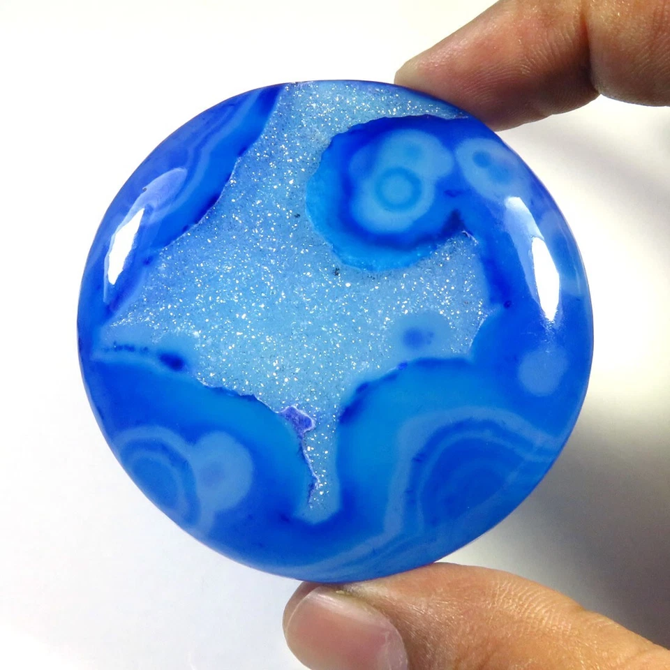 Blue Onyx Agate Geode Gemstone 55 mm Natural Window Onyx Agate Cabochon OD-809 - Image 4 of 4