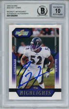 Ray Lewis Autographed 2004 Score #363 Trading Card Beckett 10 Slab 35228