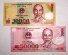 2 Vietnam banknotes x 10000 (10,000) and 50000 (50,000) Dong 