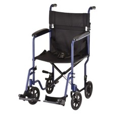 Nova 19 inch Folding Transport Chair Wheelchair with Fixed Arms NEW