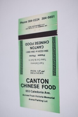 Canton Chinese Food 30 Rear Strike Matchbook Cover