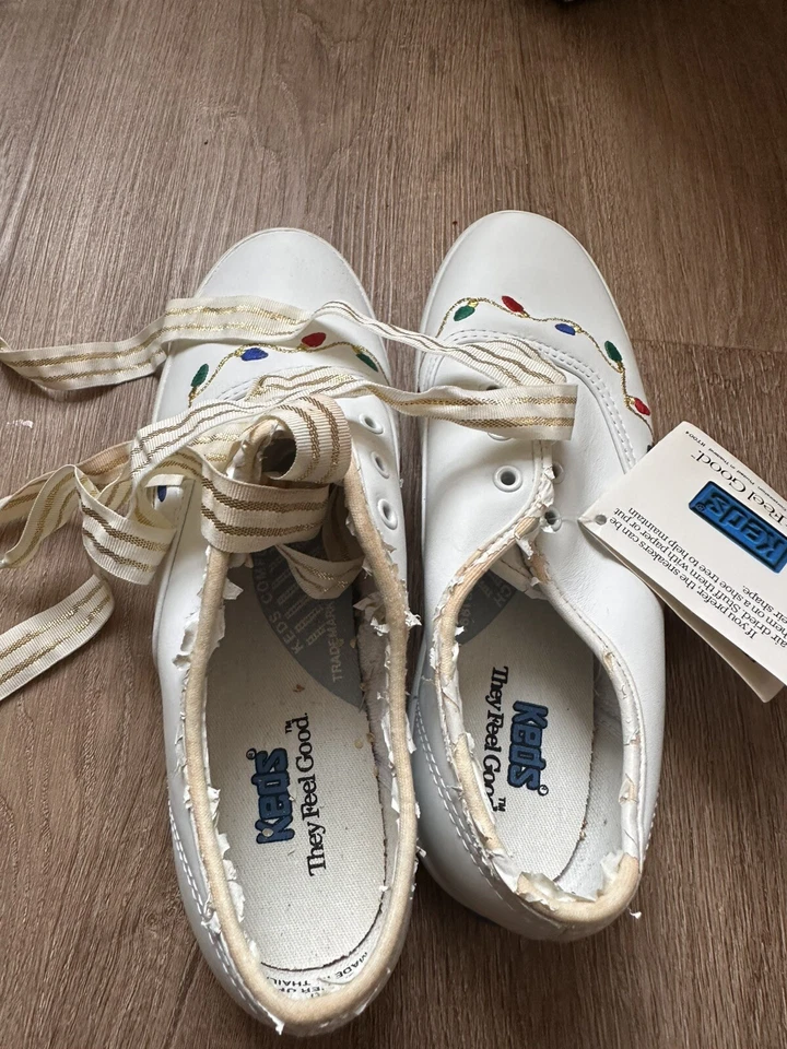 ¡¡¡Nuevo con etiquetas!!! RARO VINTAGE 1991 NAVIDAD KED ZAPATOS LUCES CINTA MUJER 5.5 Foto 3 de 4