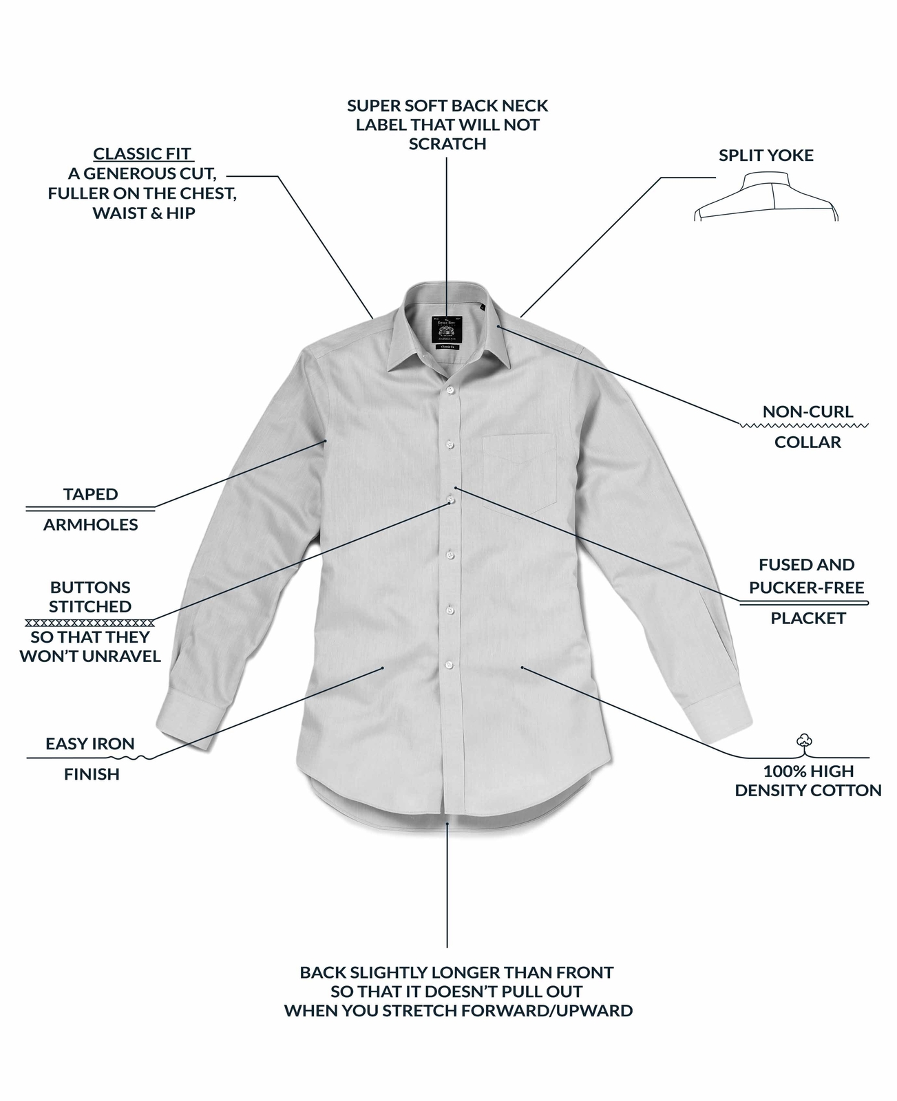 FILA Camicie formali Savile Row Company da uomo classiche a righe blu non ferro Winchester