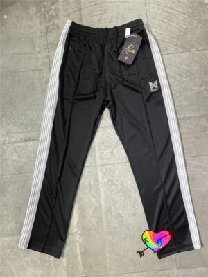 Quality Embroidered Needles Track Pants Classic Stripe