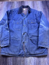 Vtg JC Penny Big Mac Denim Chore Jacket Men's XXL Blue Blanket Lined Distressed