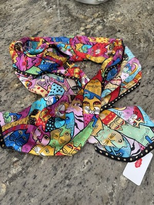 Colorful Cat Print Scarf Women s NWT