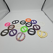 Vintage Acrylic Scarf Slides Belt Buckles Craft Sewing Findings Mixed Lot 14 Pcs