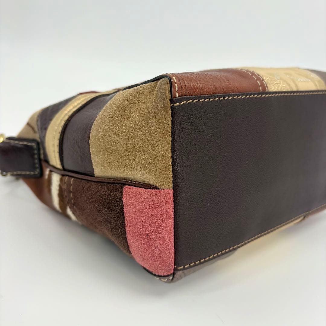 Condition COACH Handbag Pouch Patchwork Signature… - image 12