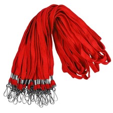 100 PCS Red Flat Lanyards ID Badges Bulk Swivel JHook Clip Office School