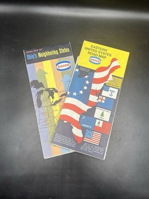 2 VTG 1976 Sohio Road Maps of Eastern United States Ohio