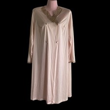 Vintage Vanity Fair Robe Women's Size 36 Dressing Gown Pink Double Breasted