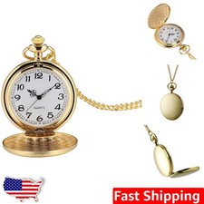 Classic 1920s-Inspired Gold Pocket Watch with Chain - Unisex Design