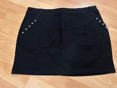 Schwarzer toller kurzer fester Jeansrock Rock mit Nieten & Stretch Gr. 38 ORSAY