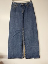 VTG Polo Jeans Ralph Lauren Maxi Skirt Size 4 Front Slit Y2K Embroidered Back