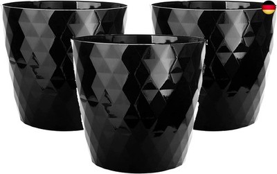 2friends Blumentopf schwarz 3er Set, Durchmesser 14 cm (Oben), schwarz